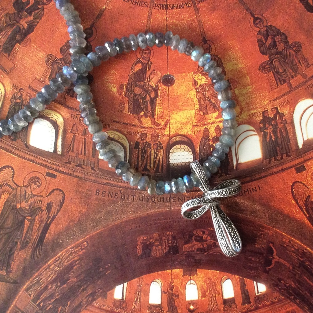 Sterling Silver Marcasite Christian Cross Necklace